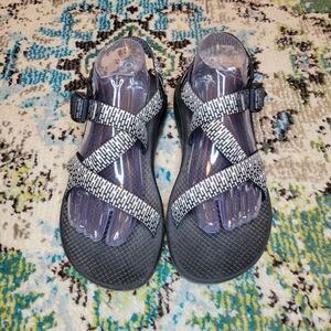 Chaco Z/1 Cloud Black & White Outdoor Hiking Sandal,‎ Size Womens 10